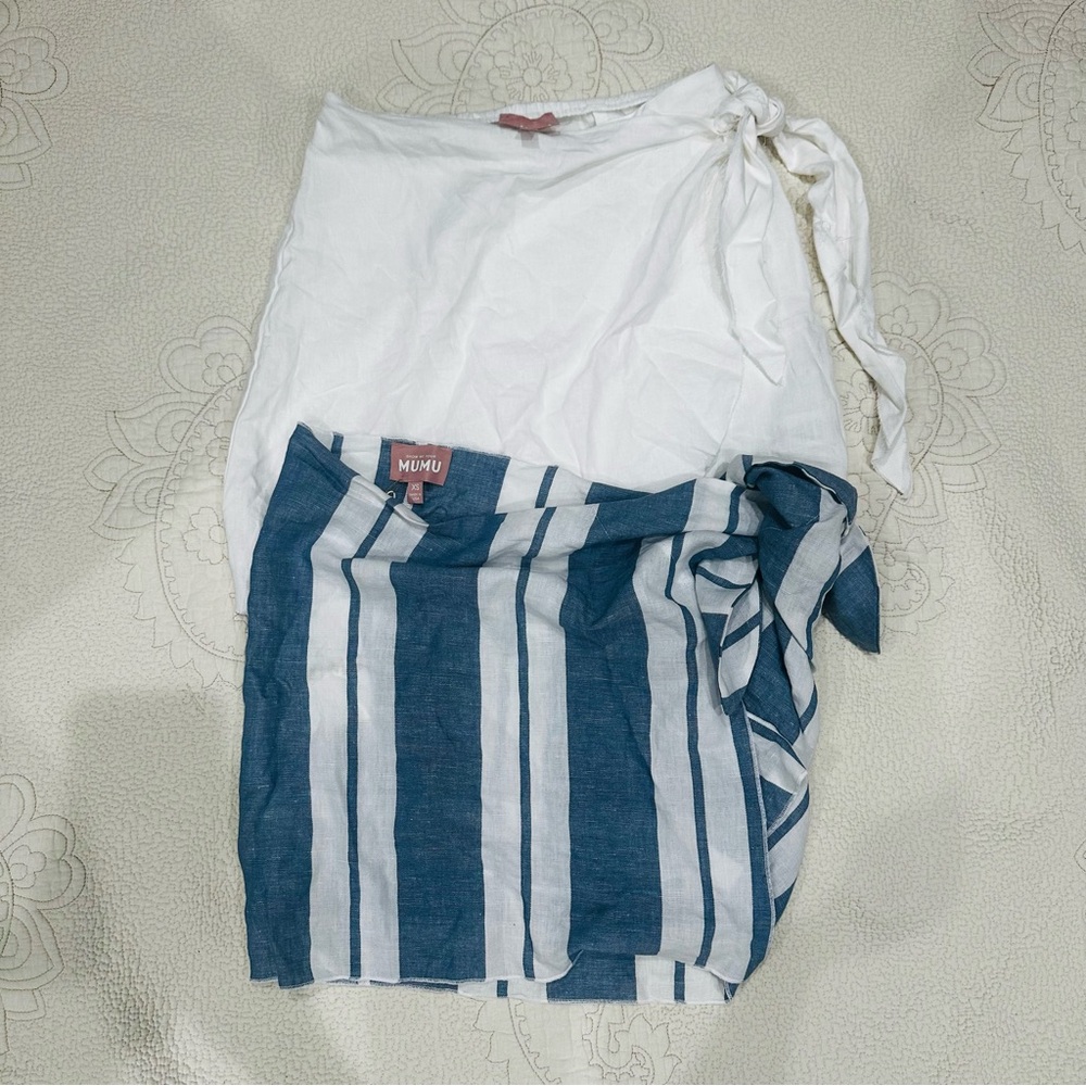 Show Me Your MuMu White and Blue Striped Skirt
